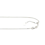 10K White Gold 0.85mm Adjustable (adjusts up to 22 inches) Box 22 Chain with Lobster Lock