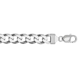 Sterling Silver 11.6mm Comfort Curb 9 Chain Bracelet with Lobster Clasp
