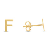 14K Yellow Gold Yours Truly Initial F Stud Earring