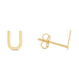 14K Yellow Gold Yours Truly Initial U Stud Earring