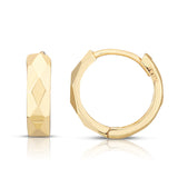14K Yellow Gold Faceted Huggie Earrings