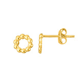 14K Yellow Gold Open Circle Bead Stud Earring