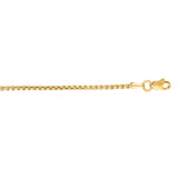 14K Yellow Gold 1.6mm 20 Solid Round Box Chain with Lobster Clasp