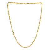 10K Yellow Gold 5mm 24 Diamond Cut  Semi-Solid Rope Chain with Lobster Clasp