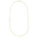 14K Yellow Gold 20 2.8mm Alternating Paperclip Link Chain Necklace with Lobster Lock.