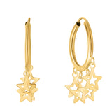 14K Yellow Gold Endless Huggie Hoop Earrings with Star Cutout Charms