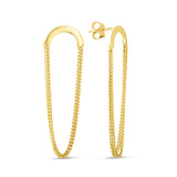 14K Yellow Gold Draped Chain Drop Screscent Earrings