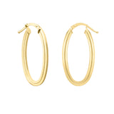 14K Yellow Gold Oval Concentric Hoops