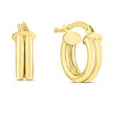 14K Yellow Gold 8mm 2-Row Bar Hoops