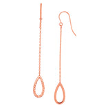 14K Rose Gold Diamond Cut Open Oval Drop Earring