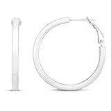 Sterling Silver Polished 30mm Hoops with Snap closure.