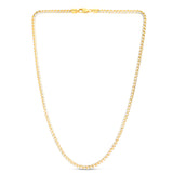 14K Two-tone Gold 4mm Round Pave Franco 8 Chain Bracelet with Lobster Clasp
