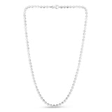 Sterling Silver 4mm Moon-cut Bead 7 Chain Bracelet with Lobster Clasp. Item has rhodium finish.