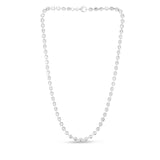 Sterling Silver 5mm Moon-cut Bead 18 Chain with Lobster Clasp. Item has rhodium finish.