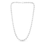 Sterling Silver 6mm Moon-cut Bead 18 Chain with Lobster Clasp. Item has rhodium finish.