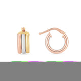 14K Tricolor Trilogy Triple Tube Hoops with Hinged Clasp