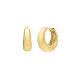 14K Yellow Gold Tapered Huggie Hoop Earrings with Snap Clasp