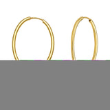 14K Yellow Gold Oval Hoop Fancy Earrings with Endless Clasp with Oval Freshwater Pearl