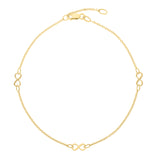 10K Yellow Gold Polished Infinity 10 Anklet with Lobster Clasp. Includes 1 extender.