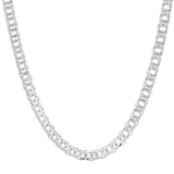 Sterling Silver 7.8mm 24 Flat Miami Cuban Chain Necklace with Lobster Clasp. Item is rhodium plated.