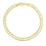 14K Yellow Gold 4.7mm Comfort Curb 7 Chain Bracelet with Lobster Lock