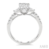3/8 Ctw Pear & Round Cut Diamond Semi-Mount Engagement Ring in 14K White Gold