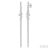 1 Ctw Scatter Center Round Cut Diamond Long Earring in 14K White Gold