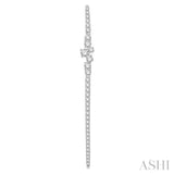 1 Ctw Scatter Center Round Cut Diamond Long Earring in 14K White Gold