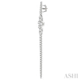 1 Ctw Scatter Center Round Cut Diamond Long Earring in 14K White Gold