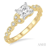 1/6 Ctw Diamond Semi-mount Engagement Ring in 14K Yellow and White Gold
