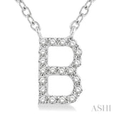 1/20 Ctw Initial 'B' Round Cut Diamond Pendant With Chain in 10K White Gold