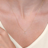 1/20 Ctw Initial 'M' Round Cut Diamond Pendant With Chain in 14K Yellow Gold