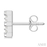 1/10 Ctw Initial 'E' Round Cut Diamond Earrings in 10K White Gold
