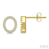 1/10 Ctw Initial 'O' Round Cut Diamond Earrings in 10K Yellow Gold