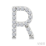 1/10 Ctw Initial 'R' Single Cut Diamond Earrings in 10K White Gold