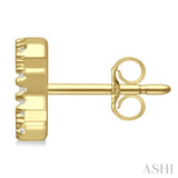 1/10 Ctw Initial 'C' Single Cut Diamond Earrings in 10K Yellow Gold