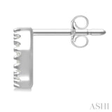 1/10 Ctw Initial 'O' Round Cut Diamond Earrings in 10K White Gold