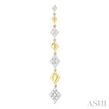 1/2 Ctw Graduated Diamond Shape Round Cut Diamond Fashion Long Earrings in 14K Yellow and White Gold