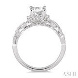 1/2 Ctw Diamond Engagement Ring with 1/3 Ct Princess Cut Center Stone in 14K White Gold
