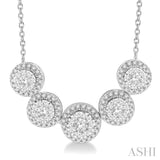 3/4 Ctw Circular Mount Lovebright Round Cut Diamond Necklace in 14K White Gold