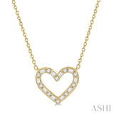 1/2 Ctw Heart Charm Baguette and Round Cut Diamond Pendant With Chain in 14K Yellow Gold