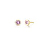 October Bezel Birthstone Earrings