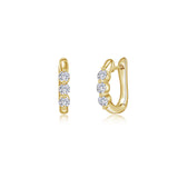 1.0 CTW 3-Stone Huggie Hoop Earrings
