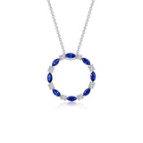 Fancy Lab-Grown Sapphire Open Circle Necklace