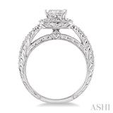 1 1/10 Ctw Diamond Engagement Ring with 3/4 Ct Princess Cut Center Stone in 14K White Gold
