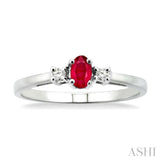 5x3 MM Oval Cut Ruby and 1/20 Ctw Round Cut Diamond Ring in 10K White Gold
