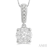 1/4 Ctw Lovebright Round Cut Diamond Pendant in 14K White Gold with Chain
