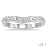 1/3 Ctw Carved Round Cut Diamond Wedding Band in 14K White Gold