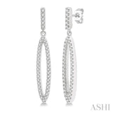 1/4 Ctw Open Marquise Round Cut Diamond Long Earrings in 14K White Gold