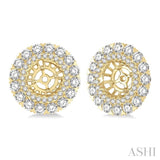 1 3/4 Ctw Circular Scalloped Edge Round Cut Diamond Earrings Jacket in 14K Yellow Gold
